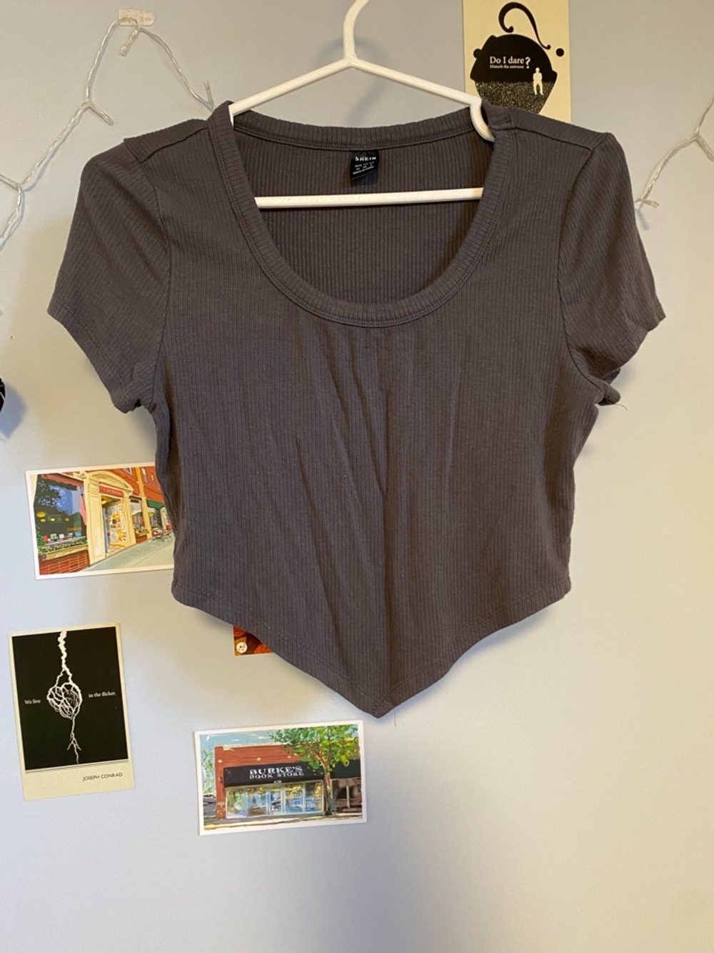SHEIN Charcoal Ribbed Scoop Crop Top